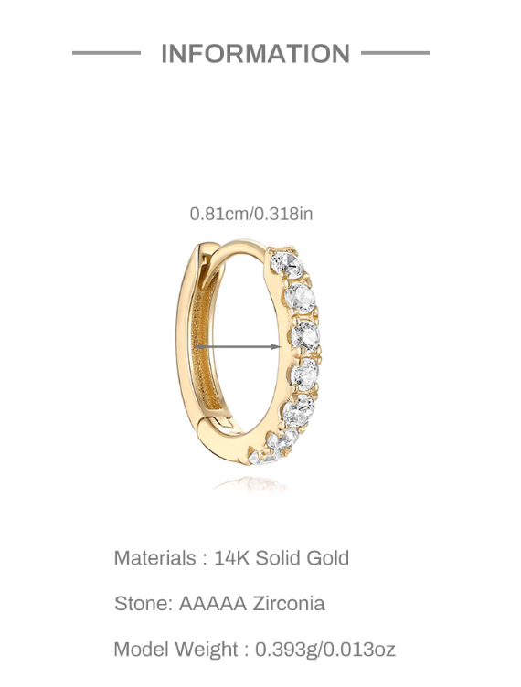 14K Gold Inlaid Zircon Stud Earrings – Refined Sparkle for Piercing Stacks