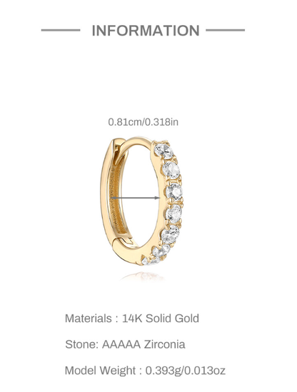 14K Gold Inlaid Zircon Stud Earrings – Refined Sparkle for Piercing Stacks