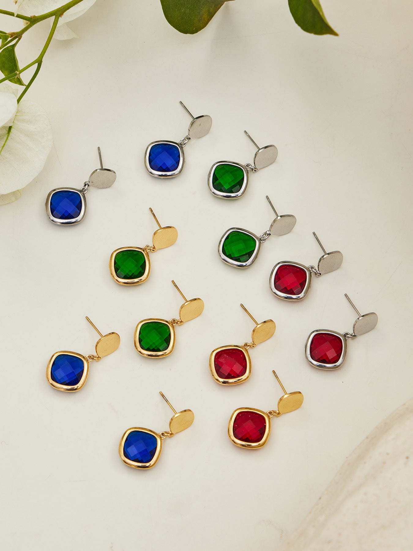 Modern Geometric Glass Jewelry | Stainless Steel Necklaces, Bracelets & Earrings