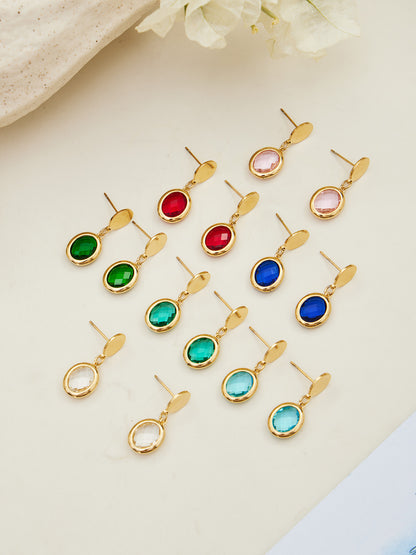 Candy Color Oval Glass Stone Necklace, Bracelet & Earrings Set – Stainless Steel | Fashion Jewelry | Colorful Minimalist Accessories