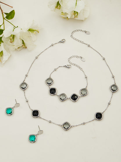 Modern Geometric Glass Jewelry | Stainless Steel Necklaces, Bracelets & Earrings