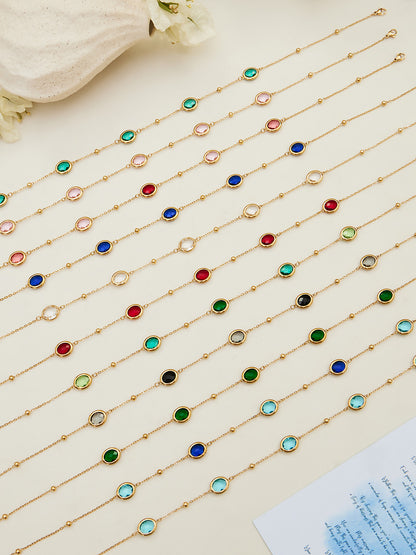 Candy Color Oval Glass Stone Necklace, Bracelet & Earrings Set – Stainless Steel | Fashion Jewelry | Colorful Minimalist Accessories