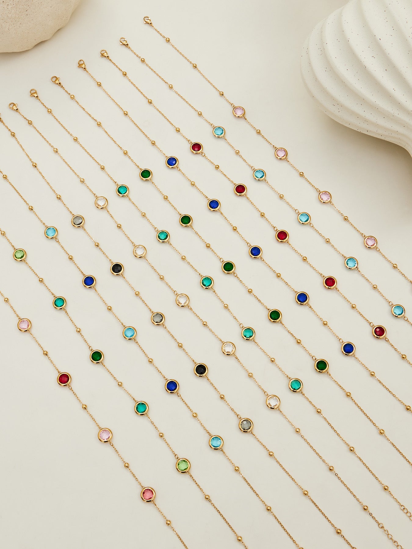 Candy Color Glass Stone Jewelry Set – Stainless Steel Necklaces, Bracelets & Earrings