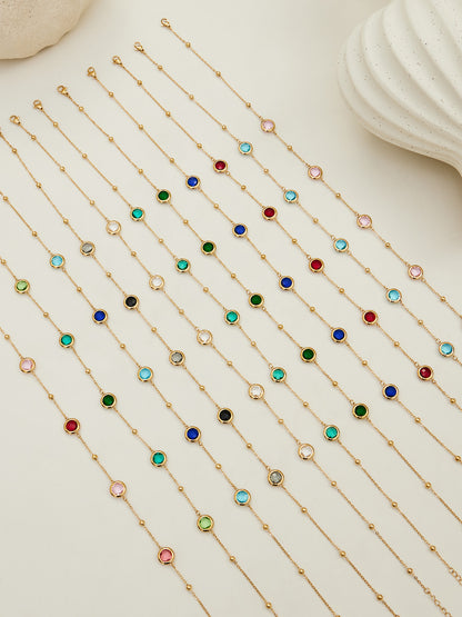 Candy Color Glass Stone Jewelry Set – Stainless Steel Necklaces, Bracelets & Earrings