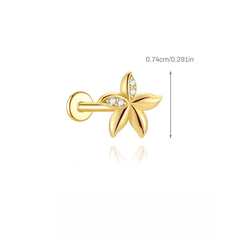 ASTM F136 Flower/ Woodpecker/Fish/Butterfly Flatback Cartilage Piercing Earrings