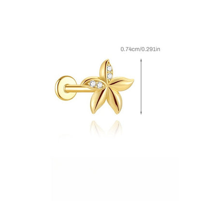 ASTM F136 Flower/ Woodpecker/Fish/Butterfly Flatback Cartilage Piercing Earrings