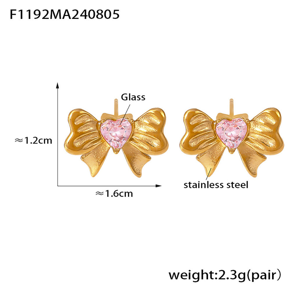 Stainless Steel Butterfly Earrings Rhinestone & Glass Stone Fashion Earrings