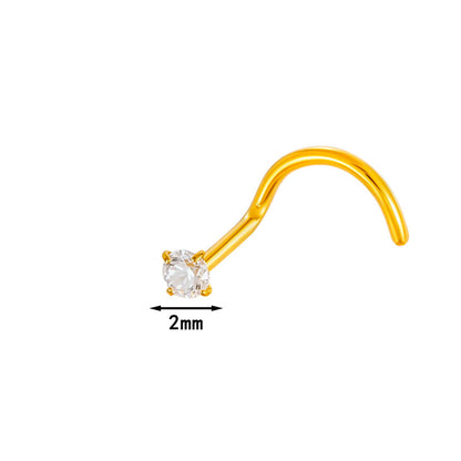 G23 Titanium Nose Stud with Zircon | F136 S-Bar Internally Threaded Nose Piercing Jewelry