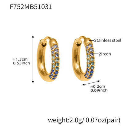 Luxury Minimalist Geometric Hoop Earrings with Micro Inlay Cubic Zirconia | Fashion Jewelry Set