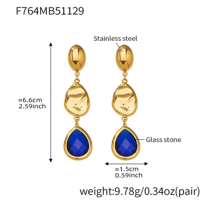 Sparkling Irregular Oval Glass Drop Earrings – Long Statement Waterdrop Jewelry for Women