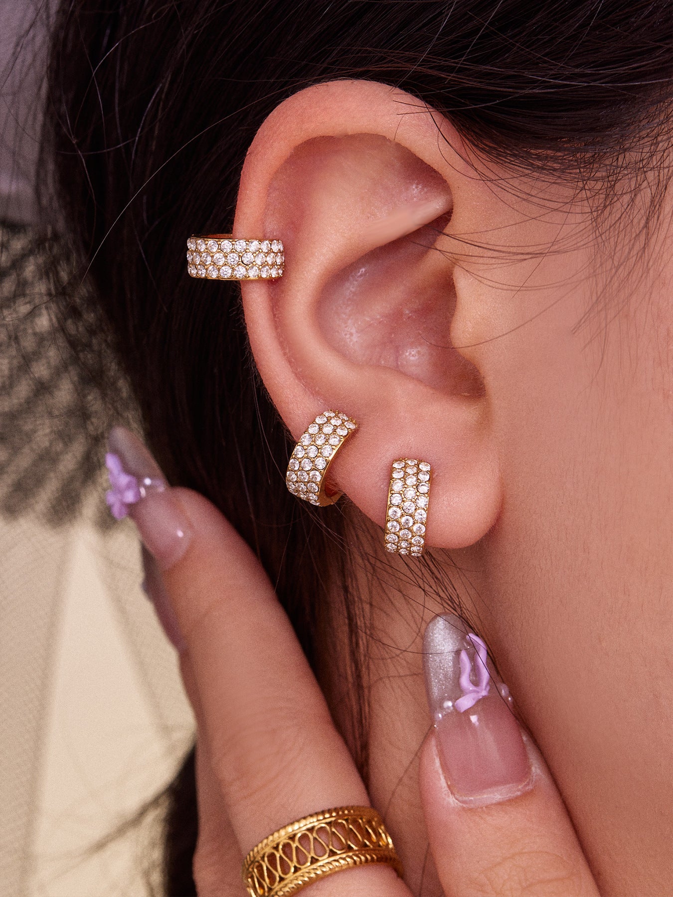 Stainless Steel Zircon Ear Cuff | Gold / Silver Single Clip-On Earring
