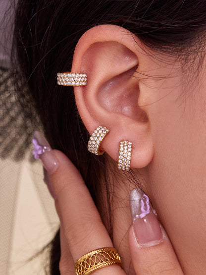Stainless Steel Zircon Ear Cuff | Gold / Silver Single Clip-On Earring