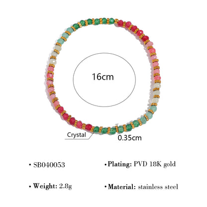 Stainless Steel Beaded Bracelet with Turquoise & Crystal – Minimalist Colorful Jewelry for Women | WANTI Jewelry