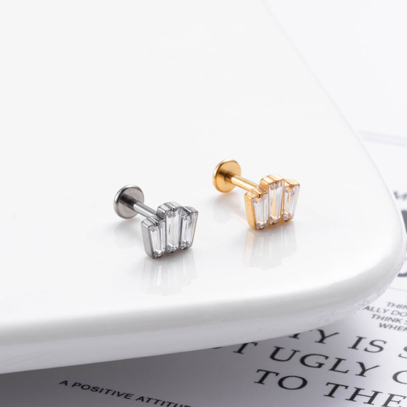 Titanium Zircon Piercing Stud – Hypoallergenic & Minimalist Jewelry