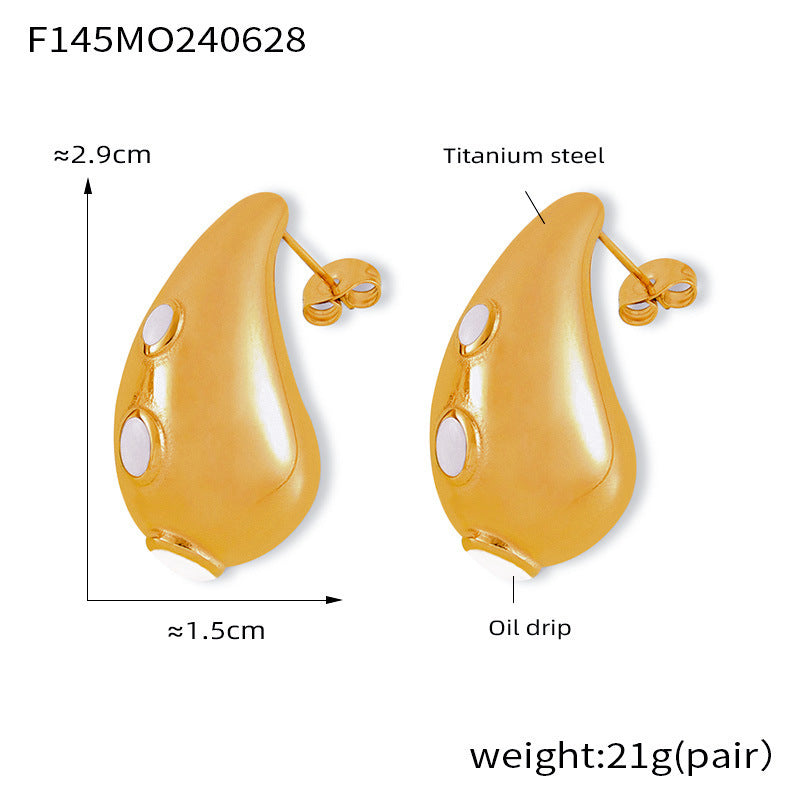 Elegant Teardrop Zircon Earrings – Stainless Steel Enamel, Pearl & Rhinestone Collection | Hypoallergenic Fashion Jewelry