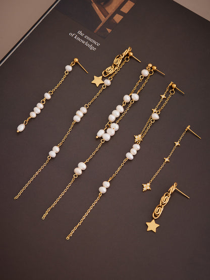 Stainless Steel Paperclip Tassel Zircon Earrings – Modern Geometric Dangle Earrings | WANTI Jewelry
