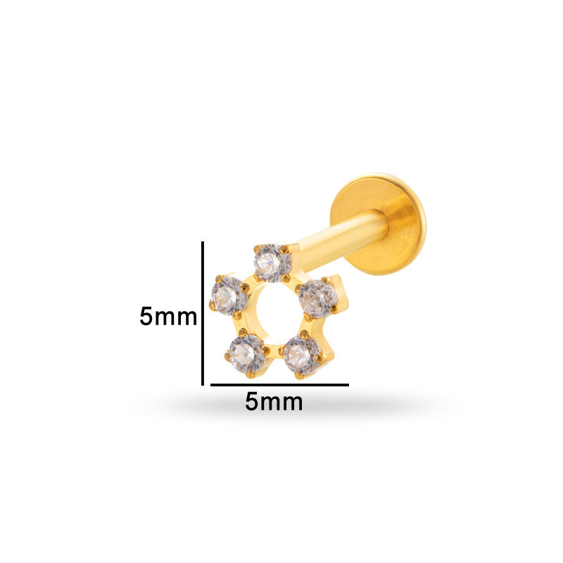 G23/F136 Titanium Zircon Lip & Cartilage Piercing Jewelry | Internally Threaded Studs | Fashionable & Hypoallergenic