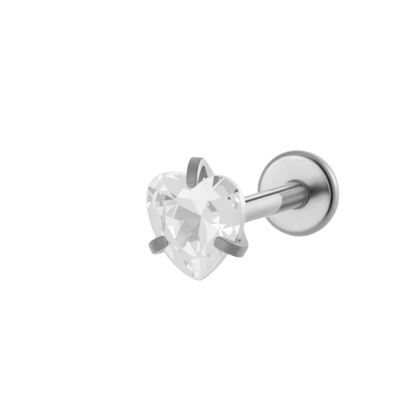 ASTM F136 Titanium 3MM CZ Internally Threaded Labret Stud – Heart, Star, Triangle, Square & Round Cartilage & Lip Piercing Jewelry