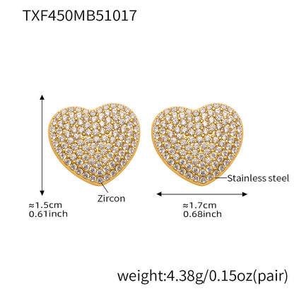 Stainless Steel Heart Jewelry Set – Zircon Heart Necklace, Earrings & Ring Set | Romantic Gift Set