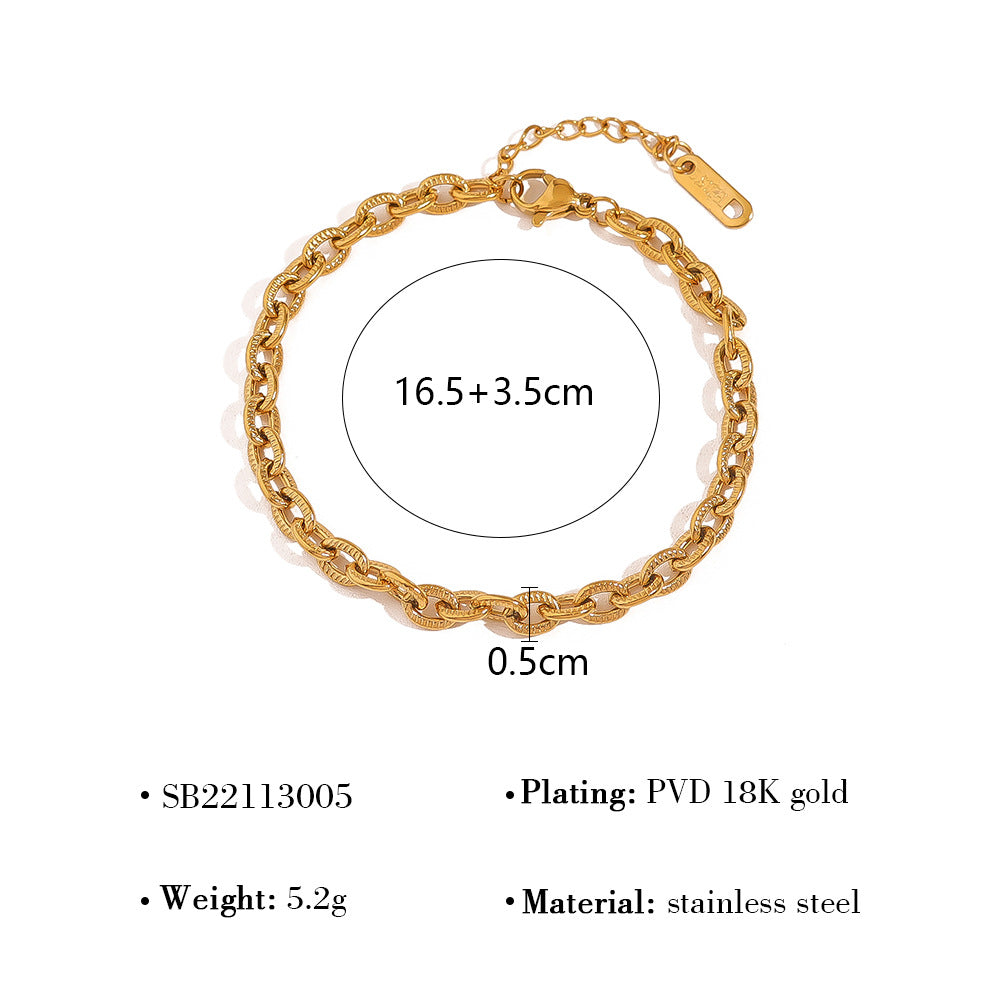 18K Gold Plated Stainless Steel Cross Chunky Chain Bracelet – High-End Fashion Statement Jewelry for Women