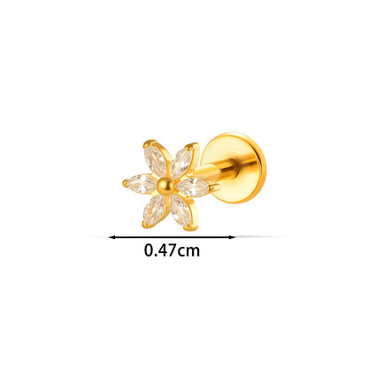 G23/F136 Titanium CZ Heart Flower Carousel Internal Thread Lip & Cartilage Stud | 10 Styles