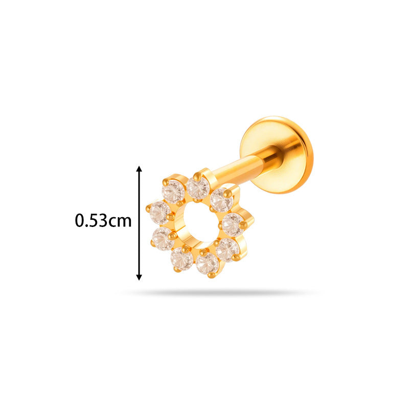 G23/F136 Titanium CZ Labret Studs | Internally Threaded Flat Back Lip & Cartilage Piercing Jewelry