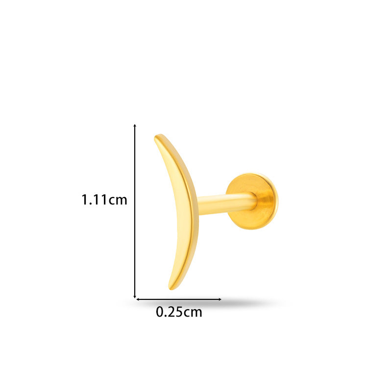 G23/F136 Titanium Moon & Star Push Pin Stud – Flat Base Lip & Ear Cartilage Piercing Jewelry | 12 Styles