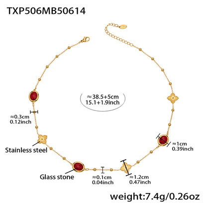 Stainless Steel Oval Gemstone Jewelry Series – Long Pendant Necklace · Bracelet · Drop Earrings | WANTI Jewelry