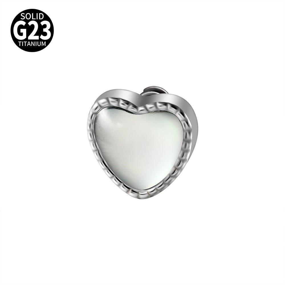 ASTM F136 Titanium Heart Mother of Pearl Dermal Top – Internally Threaded Micro Dermal Replacement for Collarbone & Surface Piercing