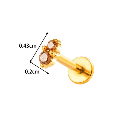 Implant Grade ASTM F136 Titanium Threadless Push Pin Zircon Geometric Flat Back Stud | Cartilage Helix Tragus Lip Piercing Jewelry