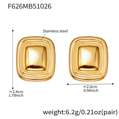 Stainless Steel Retro Geometric Earrings | Figure-8 & Square Shaped Minimalist Hoop Earrings | High-End Fashion Jewelry