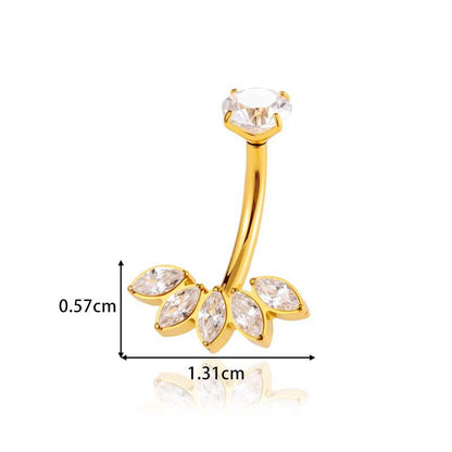G23/F136 Titanium Flower CZ Internally Threaded Belly Button Ring – Stylish Navel Piercing Jewelry