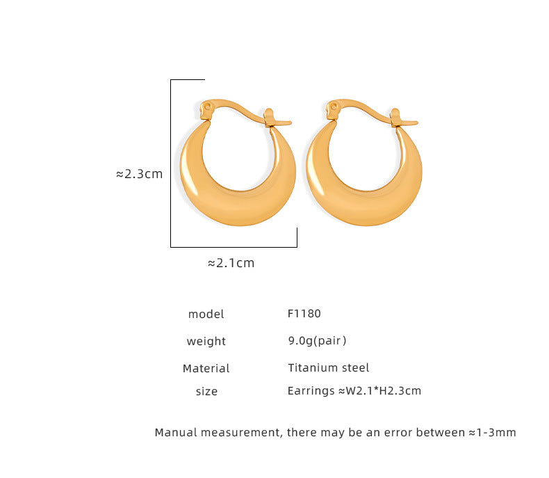 Stainless Steel Geometric U-Shaped Hoop Earrings – Minimalist Polished Titanium Steel Earrings for Women | WANTI Fashion Jewelry