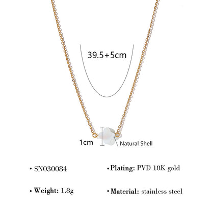 18K Gold Plated Titanium Steel Oval Flower Pendant Double Layer Beaded Necklace | Elegant Fashion Jewelry Set