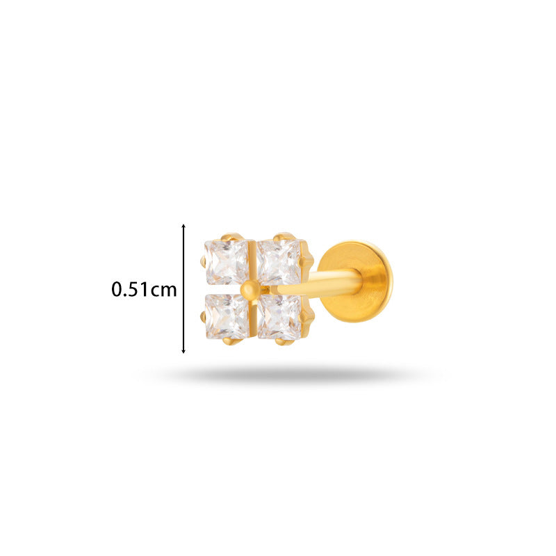 G23/F136 Titanium Flower Flat Back Labret Stud – 9 Designs | Hypoallergenic Cartilage Piercing Jewelry