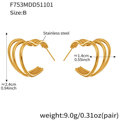 Twisted Multi-Strand Stainless Steel Hoop Earrings – Modern Geometric Fashion Jewelry Set