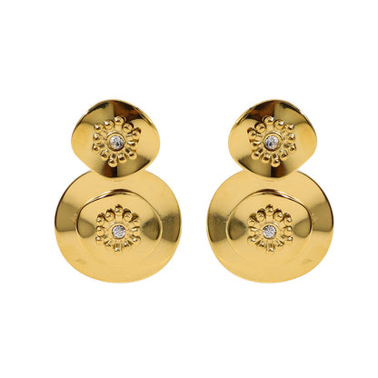 Vintage Floral Crystal Drop Earrings – Stainless Steel Elegant Retro Jewelry for Women