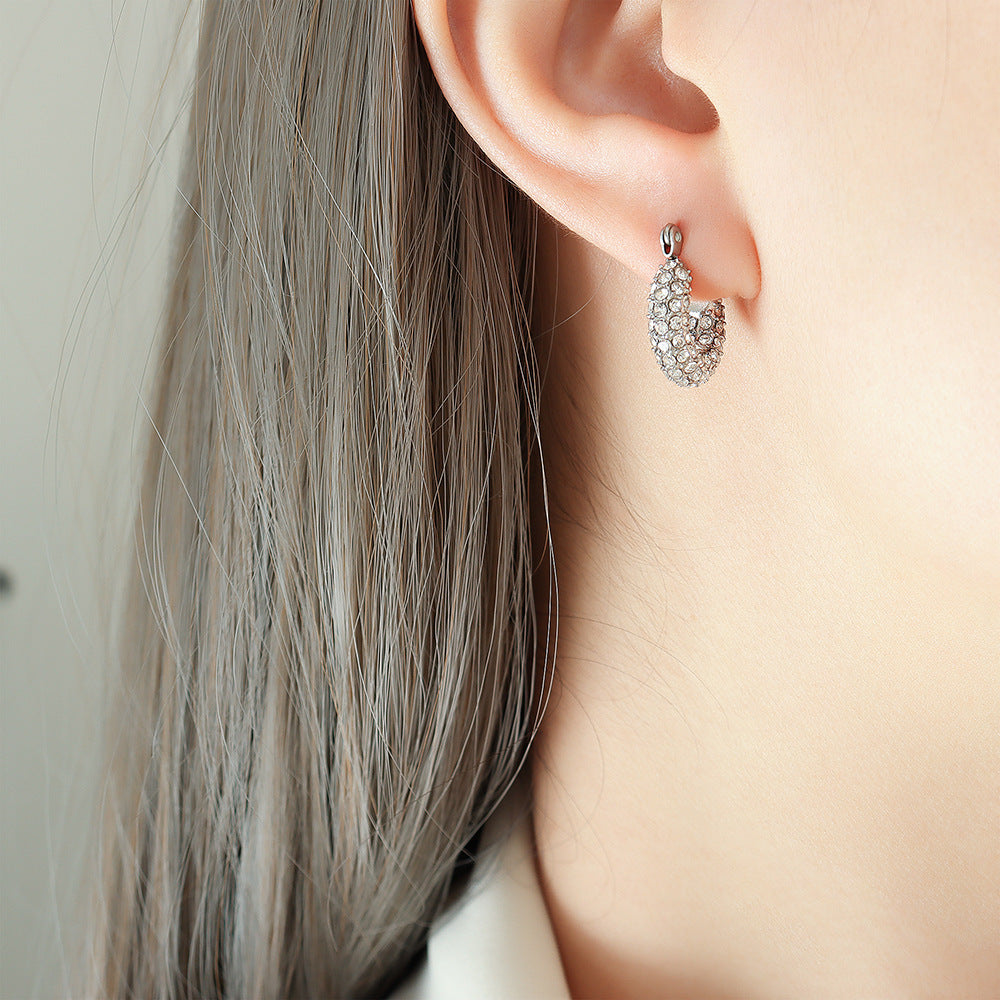 Stainless Steel Zircon Hoop Earrings Set | Modern Minimalist Sparkling Fashion Jewelry