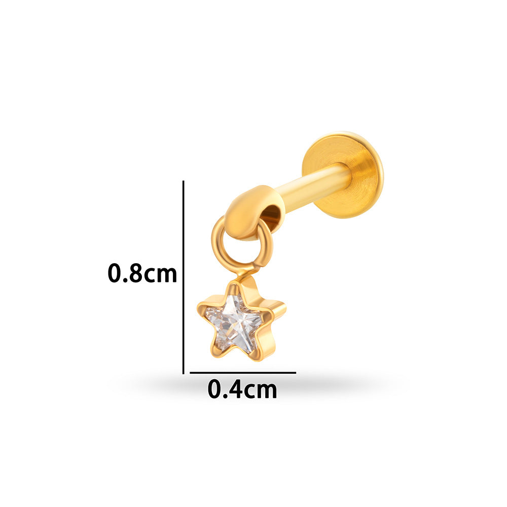F136 Titanium Internally Threaded Zirconia Teardrop Cartilage Stud – Hypoallergenic Ear Piercing Jewelry