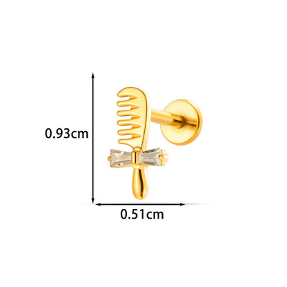 G23/F136 Titanium Micro CZ Internal Thread Piercing Jewelry – Christmas Tree, Rose, Comb & Bunny | 10 Styles