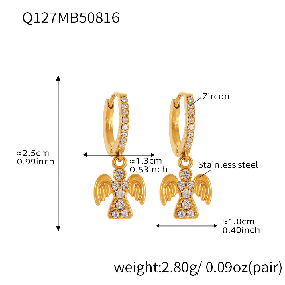 Stainless Steel Zircon Bird Pendant Layered Earrings Set | Trendy Dangle Hoop Earrings | Hypoallergenic Fashion Jewelry for Women