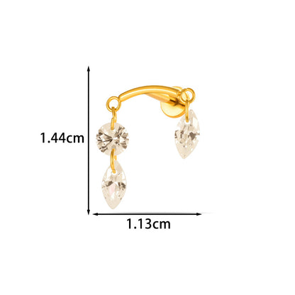 G23/F136 Titanium Internal Thread Lip & Cartilage Moon Stud