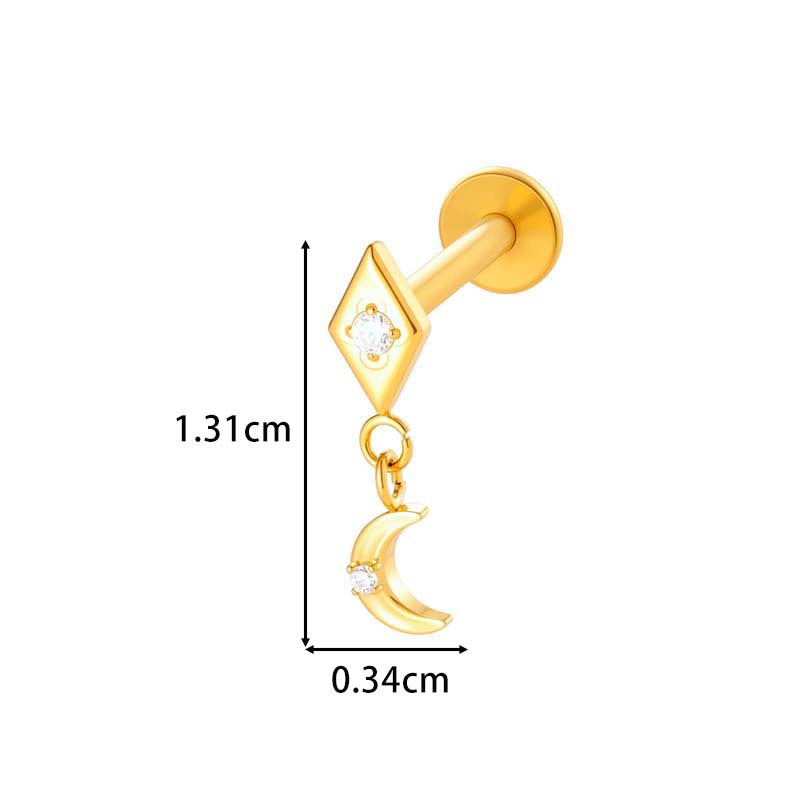 F136 Titanium Internally Threaded Dangling CZ Cartilage Stud – Hypoallergenic Piercing Jewelry