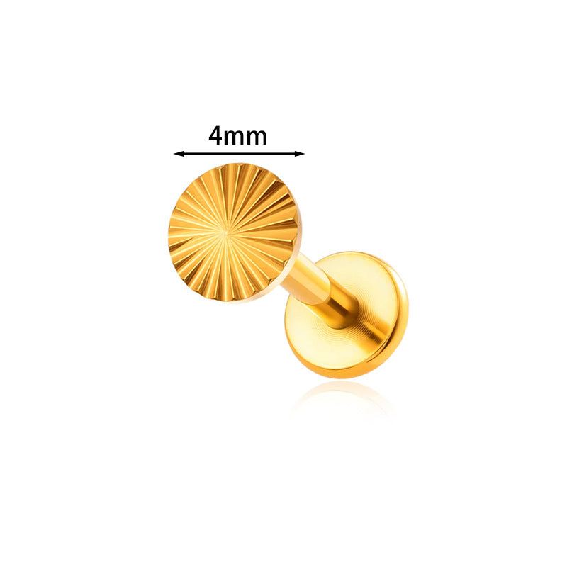 ASTM F136 Titanium Sun Threadless Labret Stud – Push Pin Flat Back Cartilage & Lip Piercing