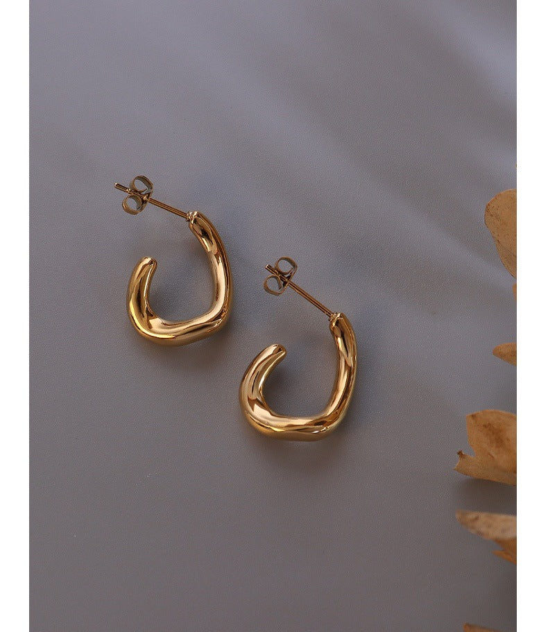 Geometric Circle Stainless Steel Hoop Earrings – Minimalist & Chic Fashion Jewelry