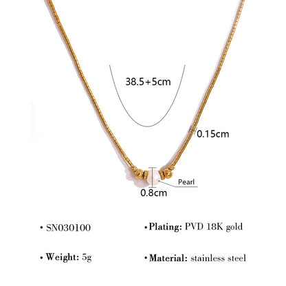 18K Gold Plated Stainless Steel Necklace Collection – Pearl, Tassel & Crystal Pendant Fashion Jewelry