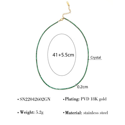 18K Gold Plated Stainless Steel Micro-Paved Green & Black Crystal Necklace – High-End Minimalist Jewelry