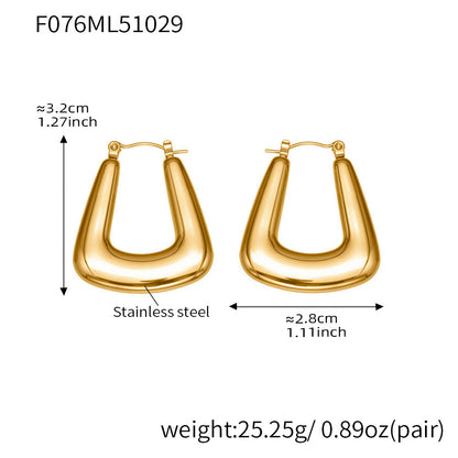 Geometric U-Shaped Stainless Steel Hoop Earrings Set | Modern Minimalist Fashion Jewelry