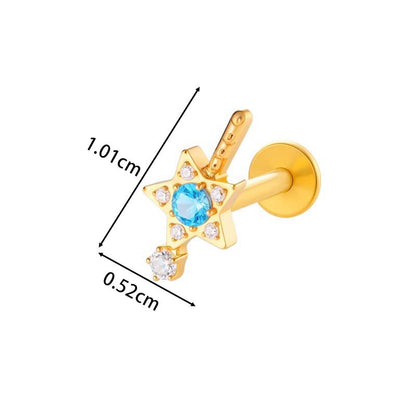 F136 Titanium Zirconia Chain Pendant Stud – Internally Threaded Flat-Back Cartilage Piercing Jewelry