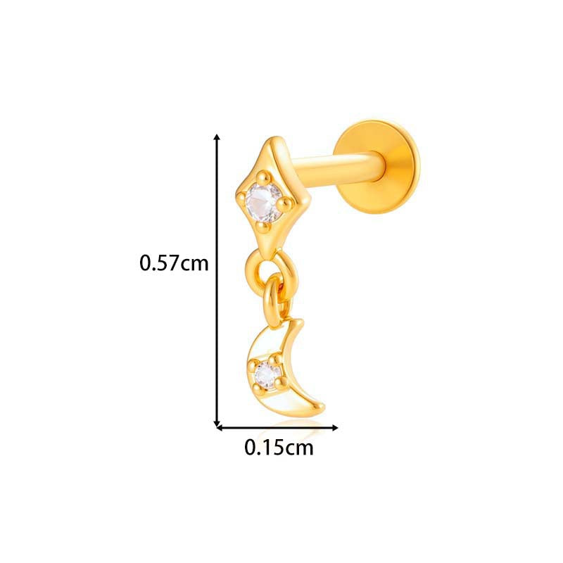Titanium Internally Threaded  CZ Cartilage Stud – Hypoallergenic Piercing Jewelry